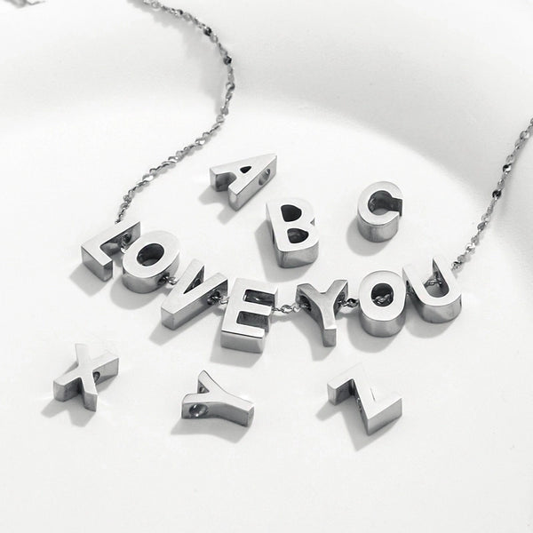 5 Pcs/package Simple Style Letter Stainless Steel Plating Beads Jewelry Accessories