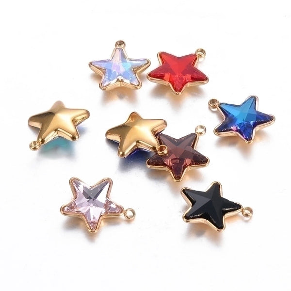 5 Pcs/package Simple Style Star Stainless Steel Plating Inlay Pendant Jewelry Accessories