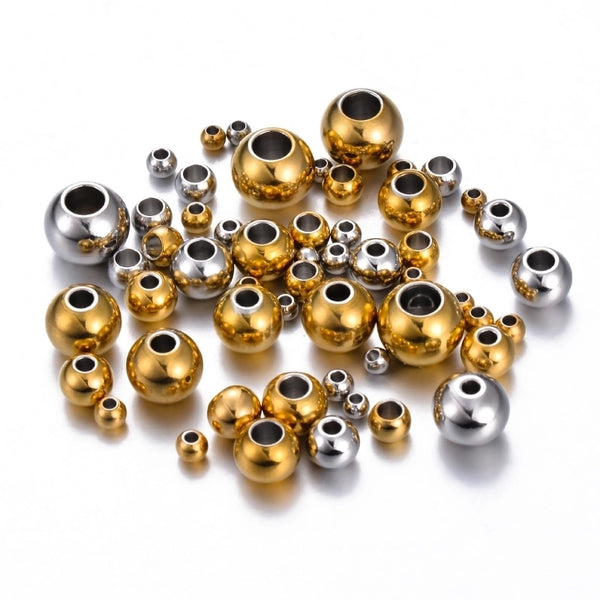 50 PCS/Package 304 Stainless Steel Solid Color Beads