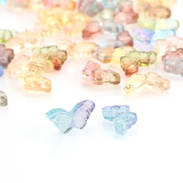 50 PCS/Package 8 * 15mm Hole 1~1.9mm Glass Butterfly Beads