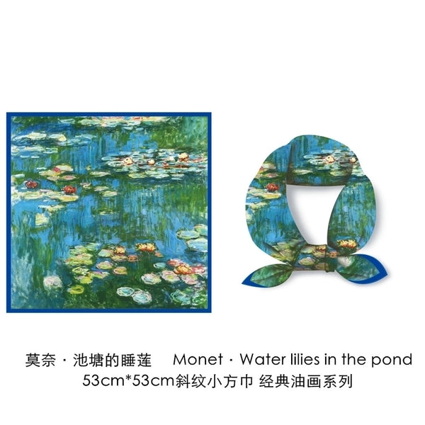 53cm Monet Oil Painting Series Water Lilies In The Pond Silk Scarf