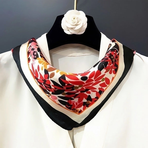 60cm Spring New Little Leaves Professional Ladies Square Scarf Silk Scarf Wholesale