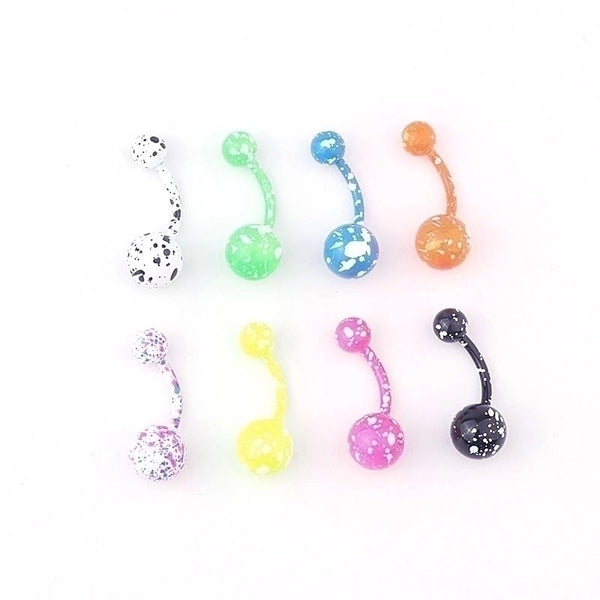 8-color Snowflake Dot Paint Belly Button Nail Umbilical Ring Button Stainless Steel Piercing Jewelry