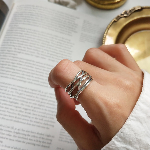 Vintage Retro Knot Geometric Silver Electroplating Rings