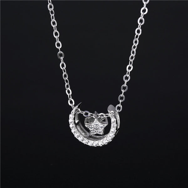 Korean Women Geometric Silver Electroplating Necklaces