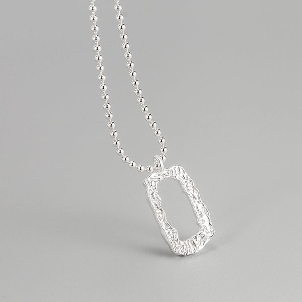 925 Sterling Silver Irregular Geometric Square Solid Color Pendant Necklace Long Necklace Necklace