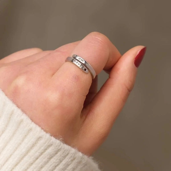 925 Sterling Silver Letter Open Ring