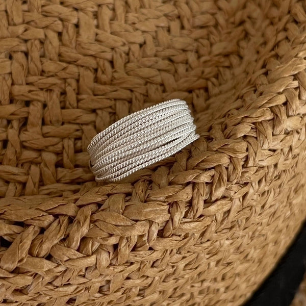 925 Sterling Silver Lines Open Ring