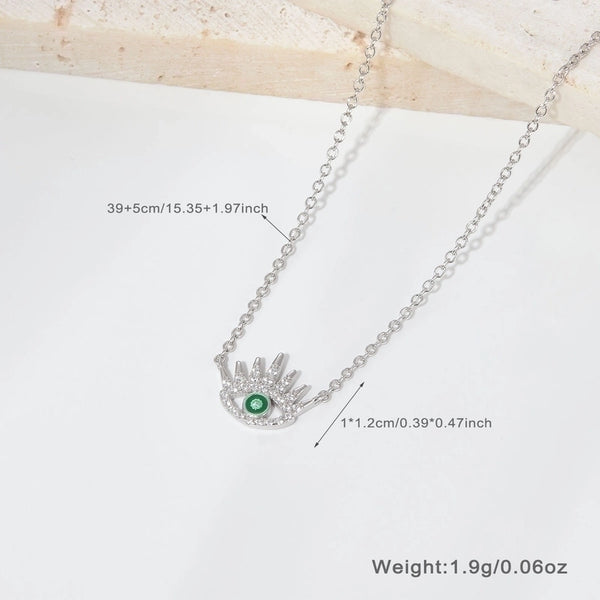 925 Sterling Silver Long-Lasting Plated Turquoise Zircon Cable Chain Plating Inlay Devil's Eye Pendant Necklace