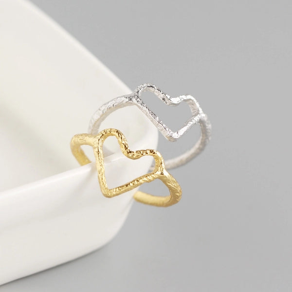 925 Sterling Silver No Inlaid Heart Rings