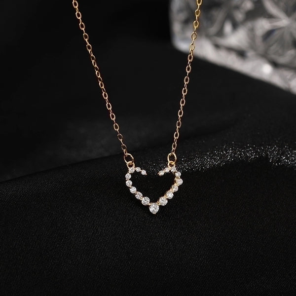 925 Sterling Silver Zircon Cable Chain Plating Inlay Heart Shape Necklace