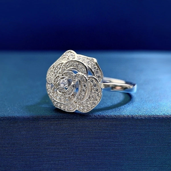 925 Sterling Silver Zircon Flower Rings