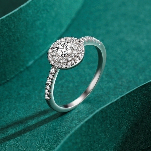 925 Sterling Silver Zircon Round Rings