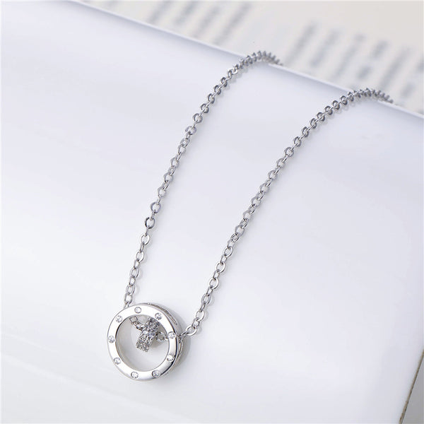 Korean Women Geometric Metal Silver Electroplating Necklaces