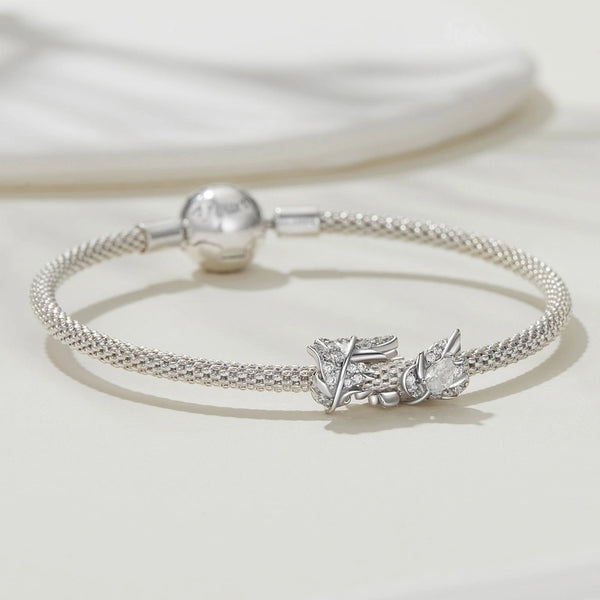 Aifule Fashionable Exquisite Design Feather Beaded S925 Sterling Silver White Gold Plated  DIY Bracelet Ornament