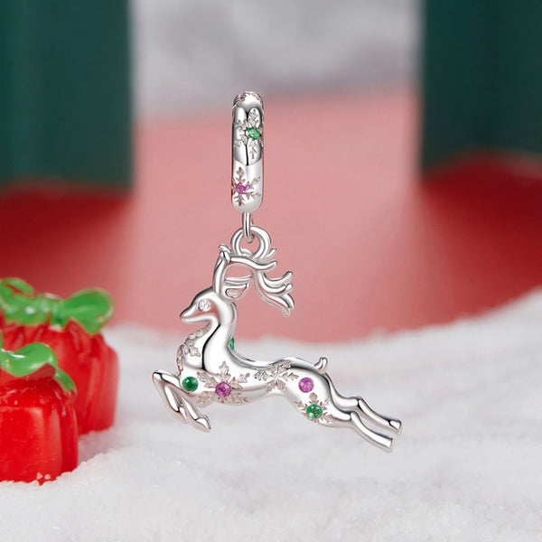 Aifule Original Christmas Smart Elk Pendant S925 Sterling Silver Scattered Beads DIY Ornament  Beads