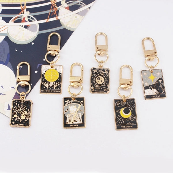 Alloy Board Game Card Sun Tarot Key Chain Good Luck Gift Pendant Key Chain Pendant Key Ring Schoolbag