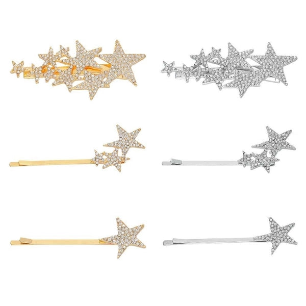 Alloy Diamond Five-pointed Star Hairpin Flash Diamond Star Hairpin Nhhn155499