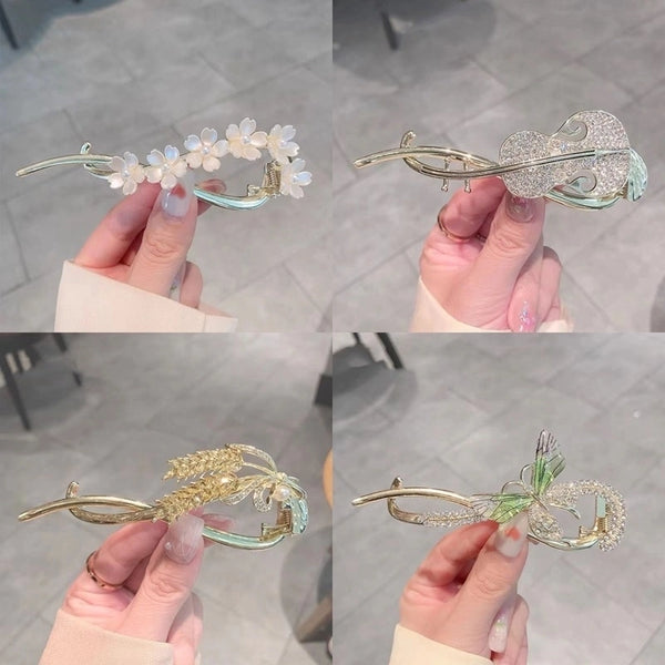 Antique Fashion Flower Twist Clip Crystal Butterfly Pearl Hairpin Cyber Celebrity Frog Buckle Back Head Spring Clip