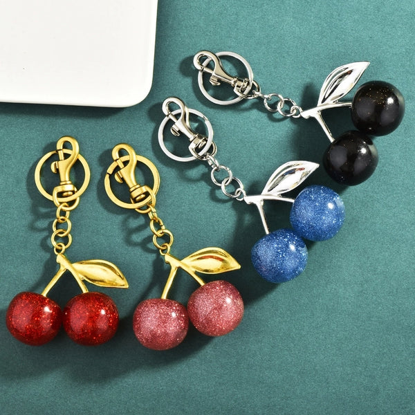 Artificial Crystal Alloy Cherry Bag Charms