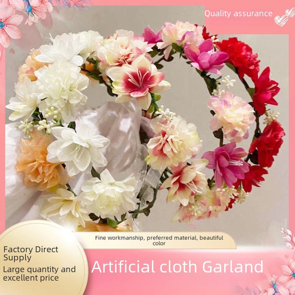 Artificial Garland Bridal Wedding Accessories Headdress Tourist Scenic Spot Seaside Vacation Artificial Fabric Garland