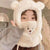 Autumn And Winter New Hat Scarf Integrated Korean All-match Warm Embroidered Bear Plush Bonnet Cold-proof Warm Hat