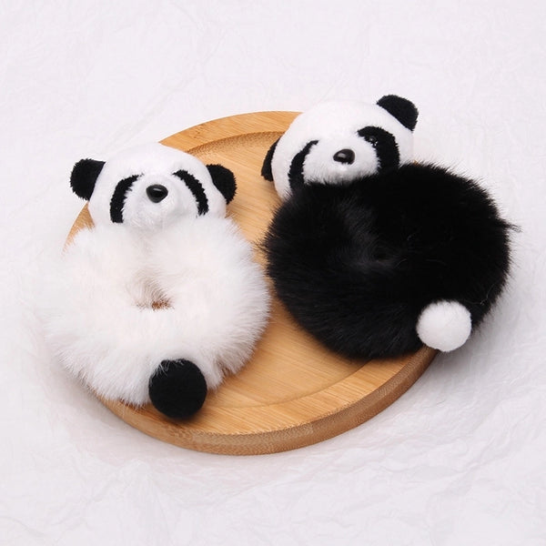 Autumn And Winter New Plush Panda Hair Rope Cute Girl's Heart Hair Ring Cartoon Student Hair Band Hair Band Hair Rope Hair Accessories