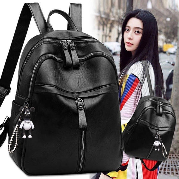 Backpack  Style Women's Niche Bag New Women's Korean-style Texture Simple Large Capacity PU Backpack One-piece Delivery