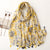 Bali Yarn Cotton Fruit Green Bright Yellow Leaf Printing Tassel Scarf Shawl