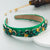 Baroque Style Floral Shape Inlaid Green Glass Drill Headband Wholesale