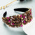 Baroque Style Flower Cloth Inlay Artificial Diamond Hair Band 1 Piece