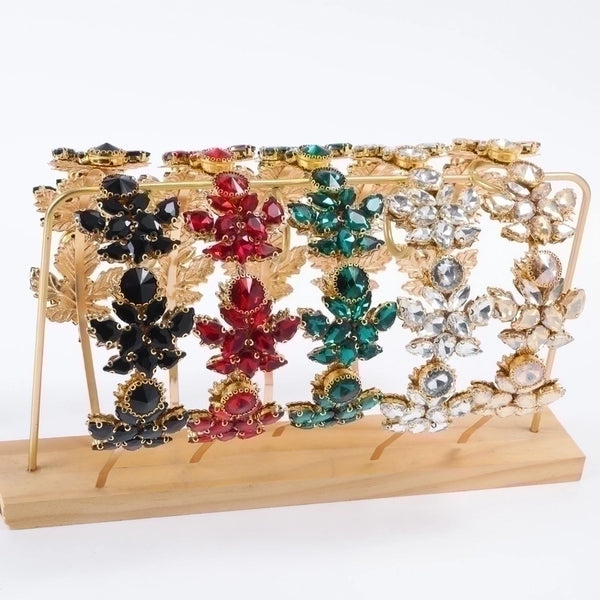 Baroque Style Flower Glass Plating Diamond Hair Band