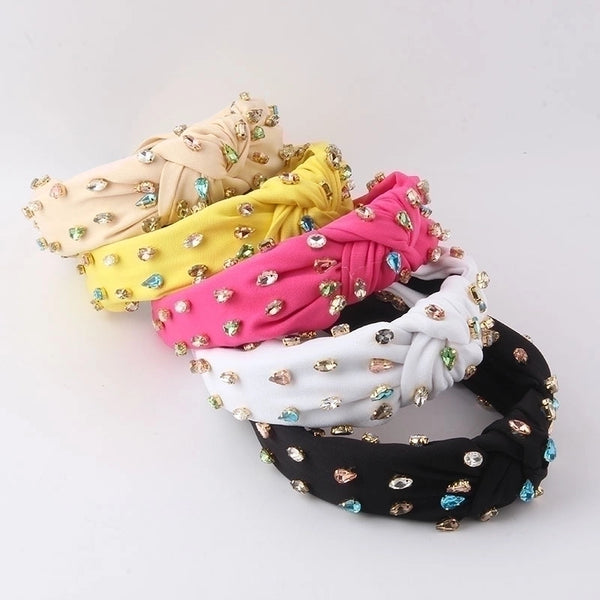 Baroque Style Geometric Cloth Inlay Artificial Rhinestones Hair Band