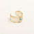 Baroque Style Modern Style Round Stainless Steel Plating Hollow Out Inlay Natural Stone Gold Plated Open Ring