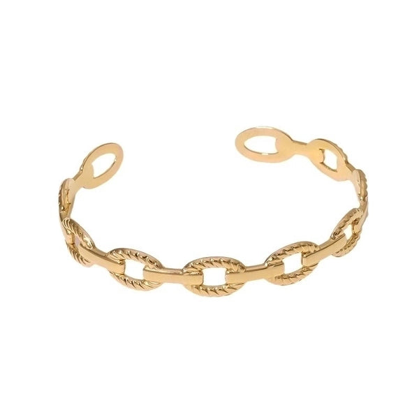 Basic Classic Style Solid Color 304 Stainless Steel 18K Gold Plated Bangle In Bulk