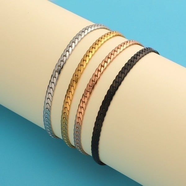 Basic Classic Style Solid Color Stainless Steel Plating Gold Plated Silver Plated Bracelets