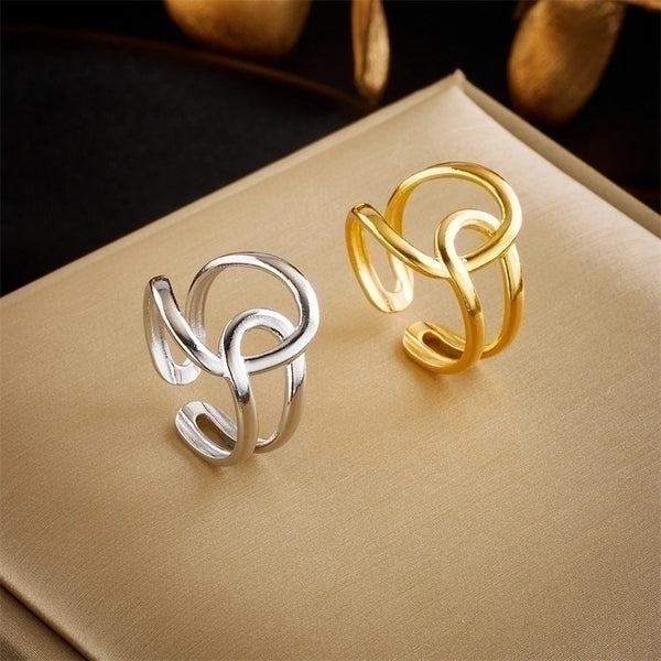 Basic Cross Star 304 Stainless Steel 18K Gold Plated Gold Plated Stainless Steel Rings