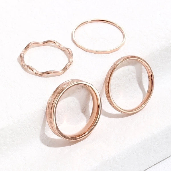 Basic Geometric Rose Gold Plated 304 Stainless Steel Rings