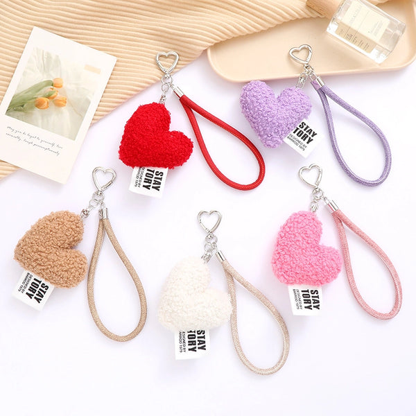 Basic Heart Shape Plush Valentine'S Day Keychain