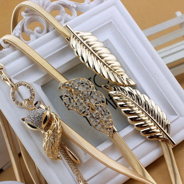 Basic Modern Style Leaves Alloy Metal Plating Women's Chain Belts