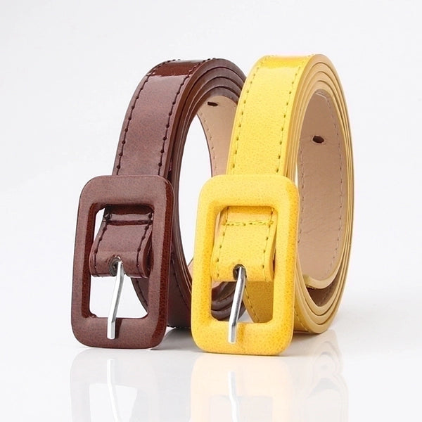 Basic Rectangle Pu Leather Iron Women'S Leather Belts