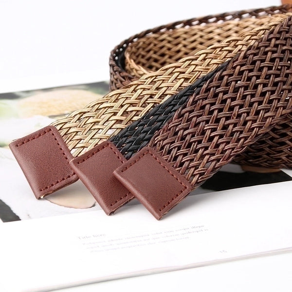 Basic Round Pu Leather Straw Women's Leather Belts