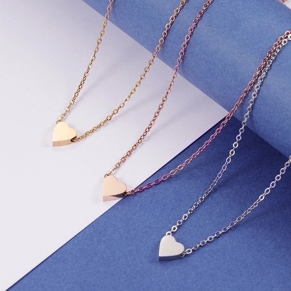 Basic Simple Style Classic Style Heart Shape Stainless Steel Plating Pendant Necklace