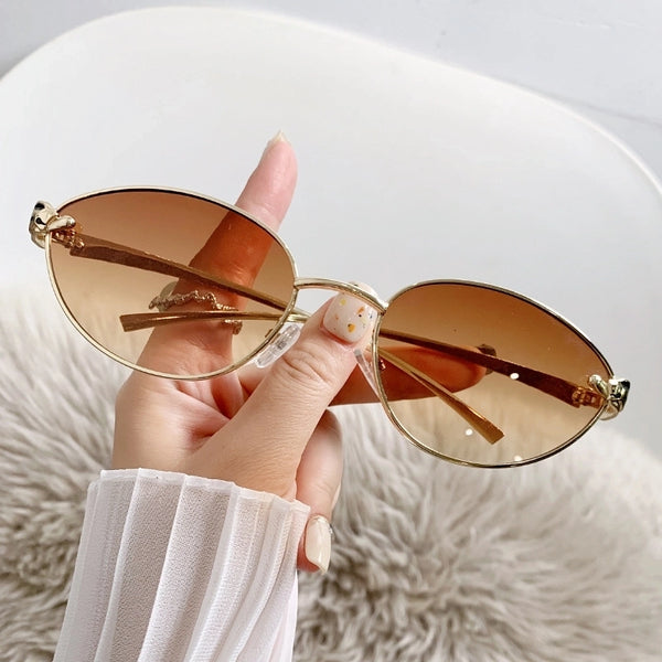 Basic Simple Style Classic Style Solid Color Ac Oval Frame Full Frame Women's Sunglasses