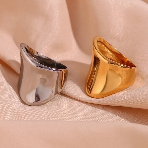 Basic Simple Style Classic Style Solid Color Stainless Steel Plating 18k Gold Plated Rings