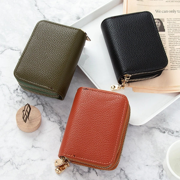 Basic Solid Color Square Zipper Small Wallet