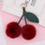 Beach Streetwear Cherry Imitate Rex Rabbit Fur Alloy Women's Keychain