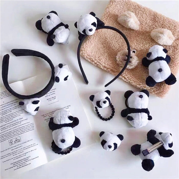 Bear Brooch Hairpin Cartoon Japanese Style Hair Rope Animal Plush Doll Hairband Children's Headwear Hair Accessories Panda Headband