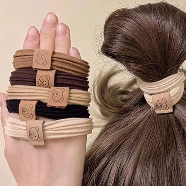 Bear Towel Ring Head Rope Rubber Band Women's Leather Cover Hair Ring High Elastic Durable Hair Rope Rubber Band Hair Rope