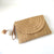 Beige Brown Straw Stripe Solid Color Square Evening Bags